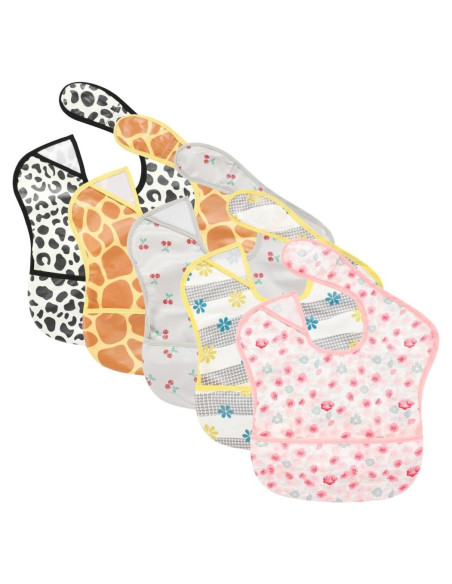 Baberos Impermeables TSD para Bebés 5 Pack Ajustables Baberos Impermeables TSD para Bebés 5 Pack Ajustables