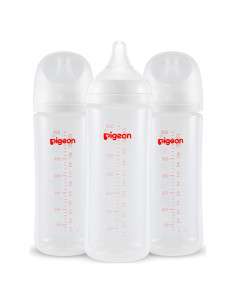 Botella de Lactancia Pigeon Cuello Ancho 330ml Anti-Cólicos Pack 3