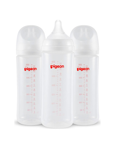Botella de Lactancia Pigeon Cuello Ancho 330ml Anti-Cólicos Pack 3