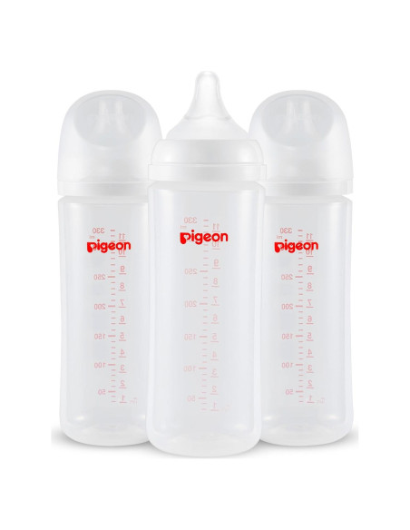 Botella de Lactancia Pigeon Cuello Ancho 330ml Anti-Cólicos Pack 3