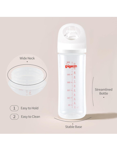 Botella de Lactancia Pigeon Cuello Ancho 330ml Anti-Cólicos Pack 3