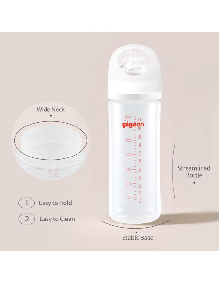 Botella de Lactancia Pigeon Cuello Ancho 330ml Anti-Cólicos Pack 3