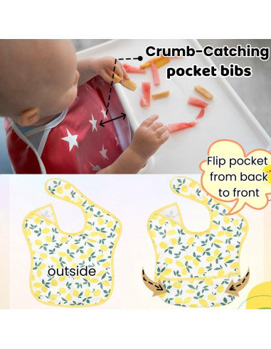 Baberos Impermeables TSD para Bebés 5 Pack Ajustables