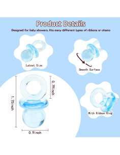 48 Chupetes Acrílicos Azules para Baby Shower - 4.45 cm 2