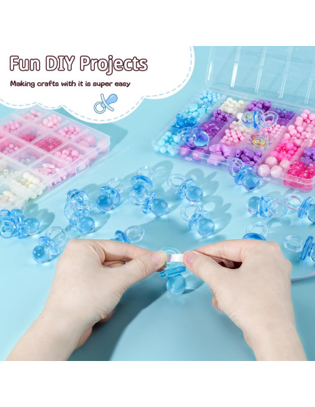 48 Chupetes Acrílicos Azules para Baby Shower - 4.45 cm