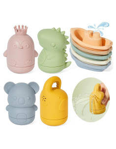 Juguetes de Baño 9PCS AMCHSURI Silicona y Plástico para Bebés