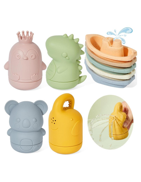 Juguetes de Baño 9PCS AMCHSURI Silicona y Plástico para Bebés