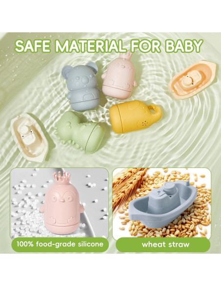 Juguetes de Baño 9PCS AMCHSURI Silicona y Plástico para Bebés
