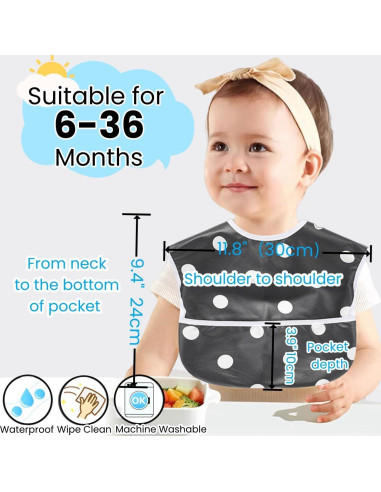 Baberos Impermeables TSD para Bebés 5 Pack Ajustables