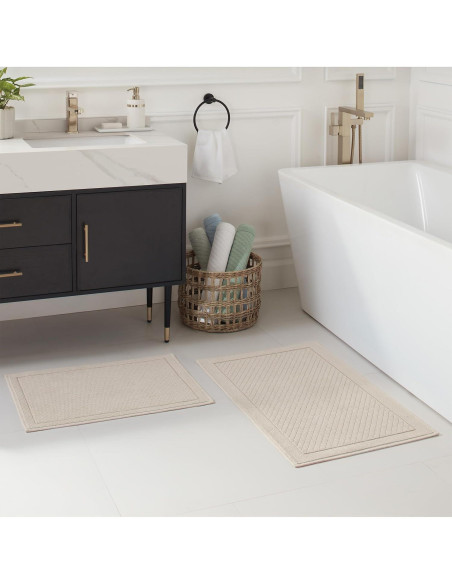 Alfombra de baño Arkwright 100% algodón 50.8x81.3 cm Beige