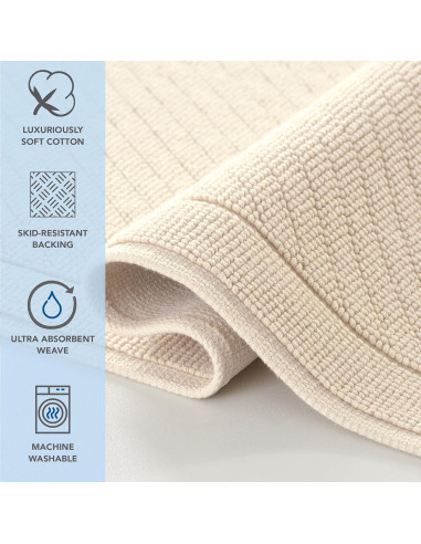 Alfombra de baño Arkwright 100% algodón 50.8x81.3 cm Beige