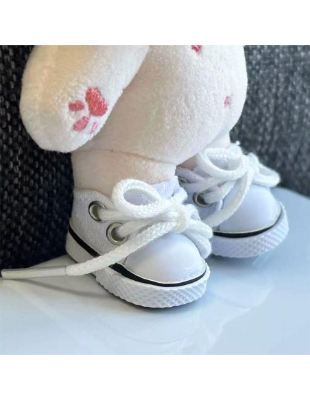 Mini zapatos de muñeca Labubu - Lienzo negro, 8.9x5.1cm