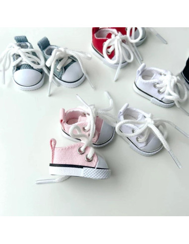 Mini zapatos de muñeca Labubu - Lienzo negro, 8.9x5.1cm