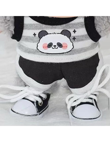 Mini zapatos de muñeca Labubu - Lienzo negro, 8.9x5.1cm