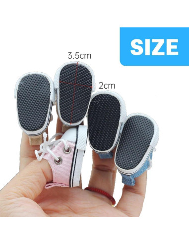 Mini zapatos de muñeca Labubu - Lienzo negro, 8.9x5.1cm