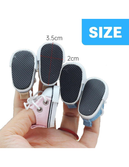 Mini zapatos de muñeca Labubu - Lienzo negro, 8.9x5.1cm