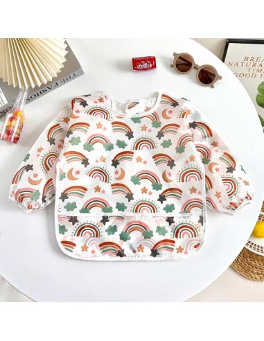 Baberos de Manga Larga PandaEar 3 Pack para Bebés 6-36 Meses