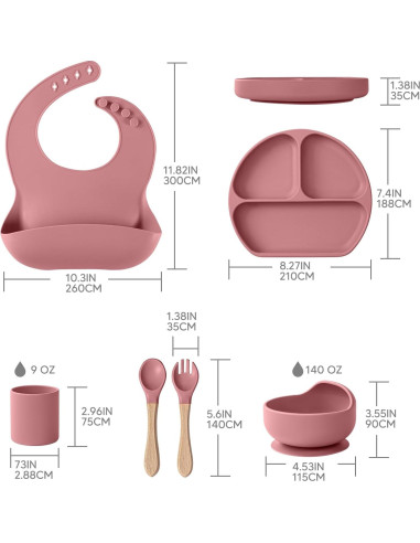 Juego de Alimentación para Bebés WiLLBEttER 6 Piezas Rosa