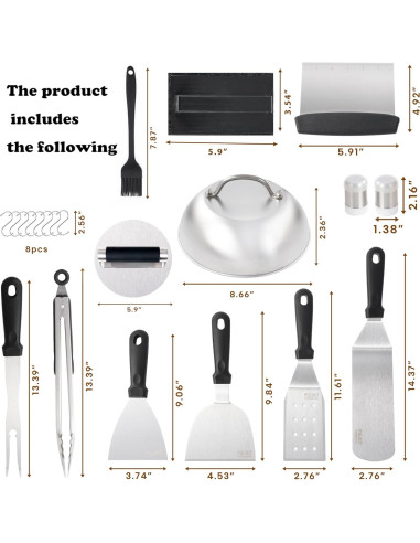 Kit de Accesorios para Plancha Blackstone - 27 Piezas de Acero Inoxidable