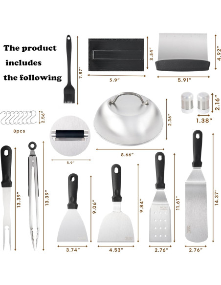 Kit de Accesorios para Plancha Blackstone - 27 Piezas de Acero Inoxidable