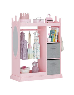 Armario Infantil UTEX Rosa con Espejo y Almacenamiento 85x40x113 cm