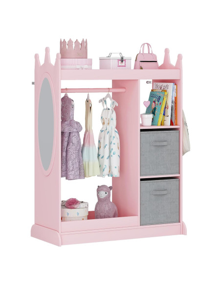 Armario Infantil UTEX Rosa con Espejo y Almacenamiento 85x40x113 cm