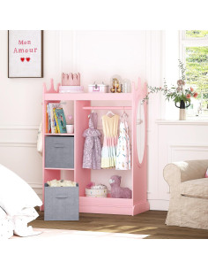 Armario Infantil UTEX Rosa con Espejo y Almacenamiento 85x40x113 cm 2