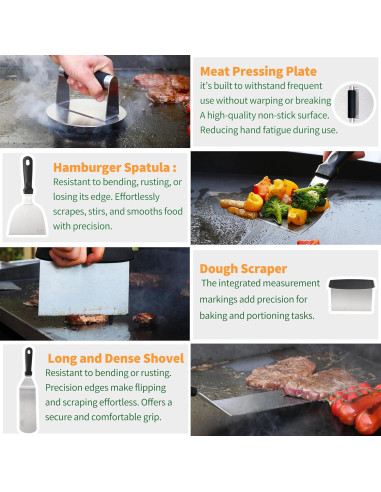 Kit de Accesorios para Plancha Blackstone - 27 Piezas de Acero Inoxidable