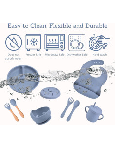 Juego de Alimentación de Silicona Genérico 10 Piezas Bebés 2