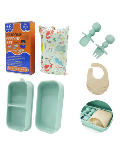 Juego de Alimentación de Silicona OMOCAS 6 en 1 Verde