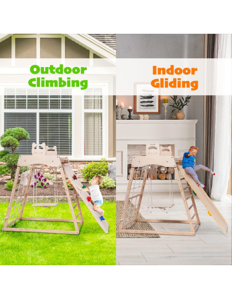 Gimnasio Infantil de Madera Ascism 8 en 1 para Niños