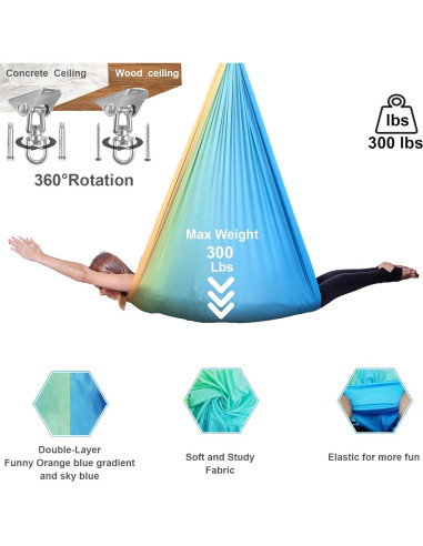 Columpio Sensorial Interior Ackwrap 150x140cm Amarillo-Azul