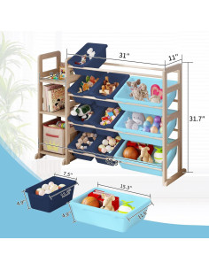 Estante Organizador de Juguetes EXPERLAM 106.68x27.94x80cm Azul 2