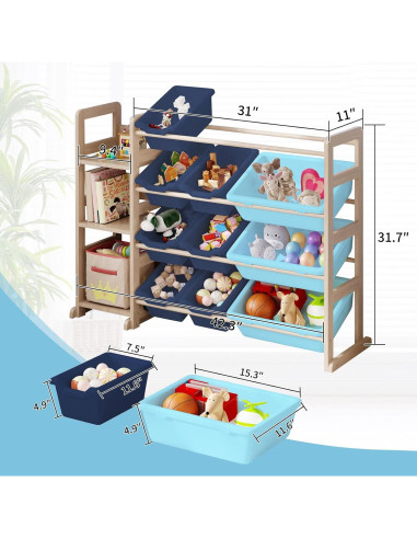 Estante Organizador de Juguetes EXPERLAM 106.68x27.94x80cm Azul