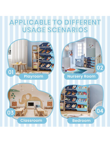 Estante Organizador de Juguetes EXPERLAM 106.68x27.94x80cm Azul