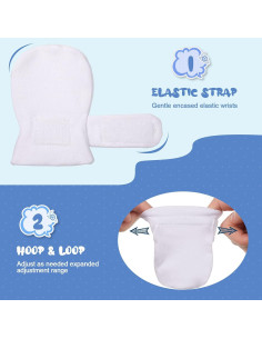 Manoplas Ajustables Newcotte para Bebés 6 Pares Algodón 2