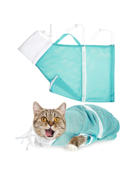 Bolsa de Baño para Gatos Shappy Ajustable Verde 55cm