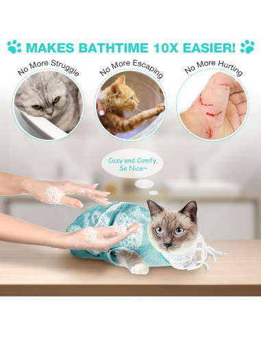 Bolsa de Baño para Gatos Shappy Ajustable Verde 55cm