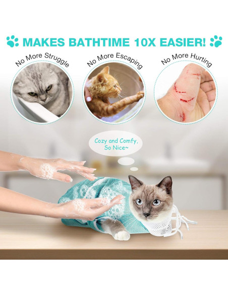 Bolsa de Baño para Gatos Shappy Ajustable Verde 55cm