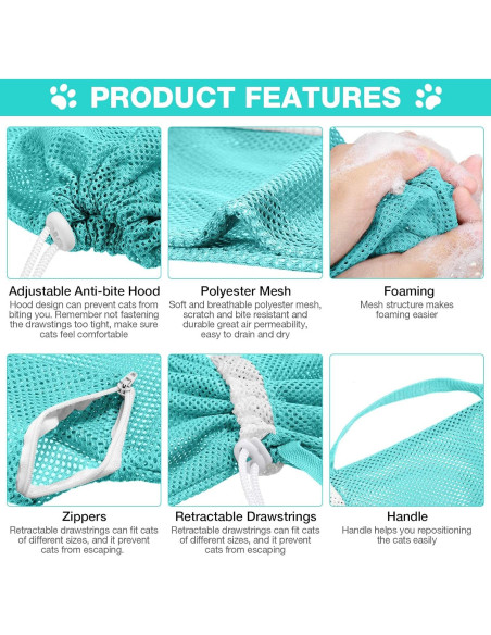 Bolsa de Baño para Gatos Shappy Ajustable Verde 55cm