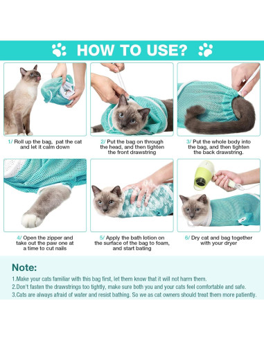 Bolsa de Baño para Gatos Shappy Ajustable Verde 55cm