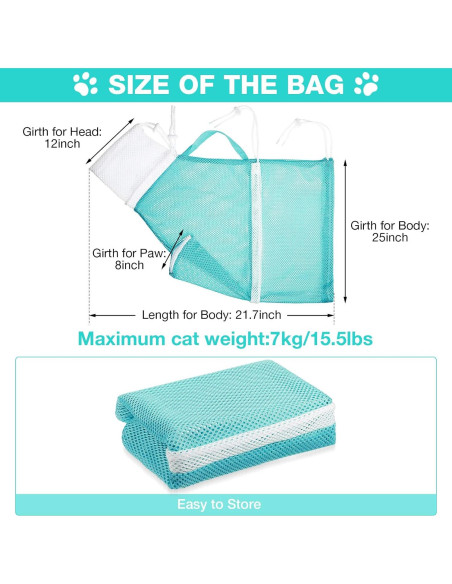 Bolsa de Baño para Gatos Shappy Ajustable Verde 55cm