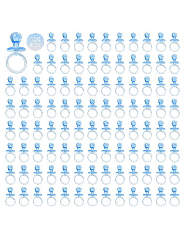100 Chupetes de Plástico Azul 6.99 cm para Baby Shower