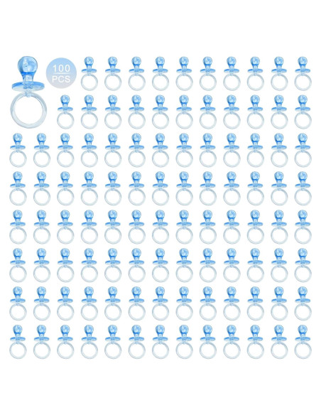 100 Chupetes de Plástico Azul 6.99 cm para Baby Shower
