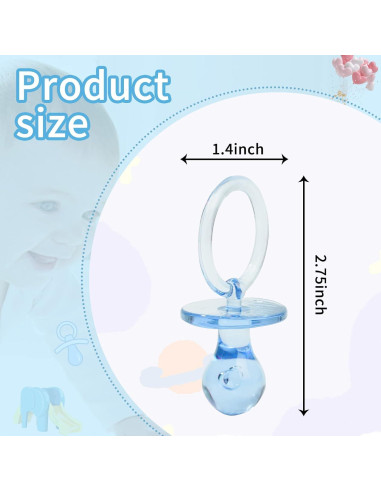 100 Chupetes de Plástico Azul 6.99 cm para Baby Shower