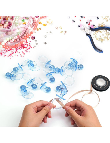 100 Chupetes de Plástico Azul 6.99 cm para Baby Shower