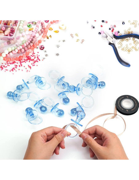 100 Chupetes de Plástico Azul 6.99 cm para Baby Shower