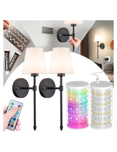 Aplique de Pared Inalámbrico Vimhou 50.8cm 2 Pack Negro