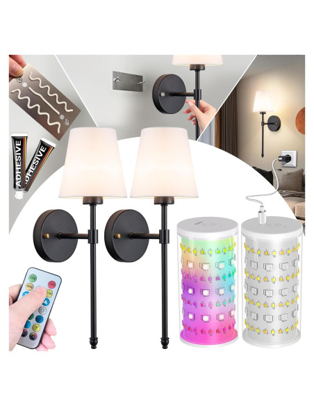 Aplique de Pared Inalámbrico Vimhou 50.8cm 2 Pack Negro