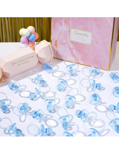 100 Chupetes de Plástico Azul 6.99 cm para Baby Shower